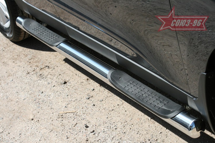 Пороги труба d76 с 2-мя проступями (компл 2шт)(Hyundai ix35 2010-) ЦЕНА: 98500 тенге